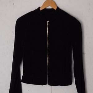 Vince Fleece Sweater Zip Up Cotton Blend Black XS/S